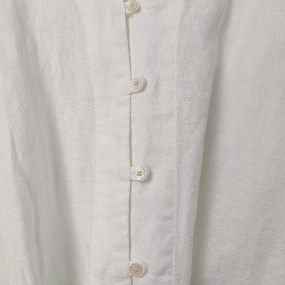 Eddie Bauer White Linen Blend Short Sleeves Button Front Top - Picture 7 of 11